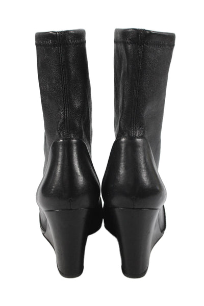 Stuart Weitzman Womens Leather Pointed Toe Wedge Ankle Boots Black Size 9.5 B