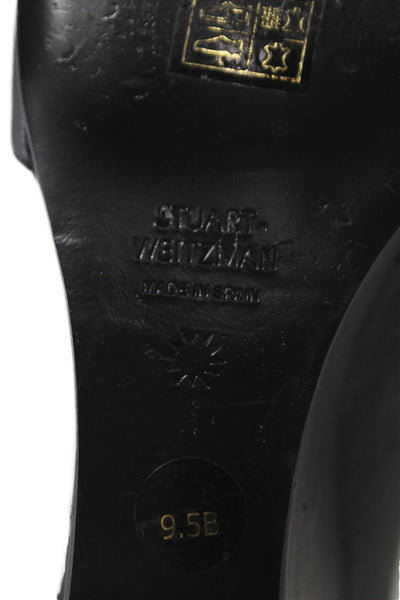 Stuart Weitzman Womens Leather Pointed Toe Wedge Ankle Boots Black Size 9.5 B