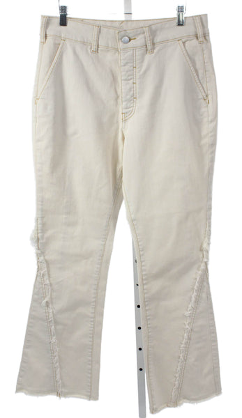 Pilcro Anthropologie Women Flared Jeans High Rise Ivory Size 31