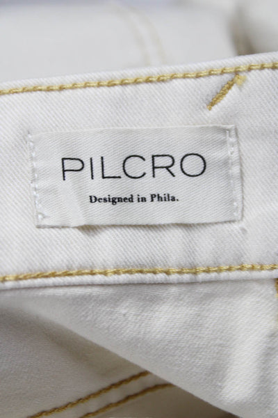 Pilcro Anthropologie Women Flared Jeans High Rise Ivory Size 31