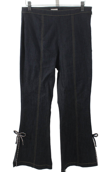 Cinq A Sept Womens Flared Jeans Blue Cotton High Rise Zip Size 4