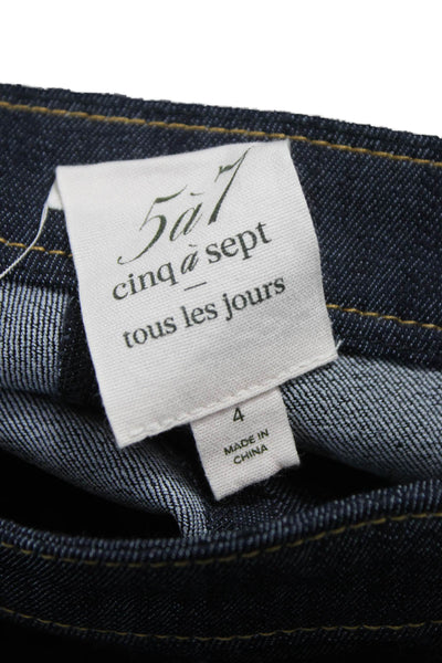 Cinq A Sept Womens Flared Jeans Blue Cotton High Rise Zip Size 4