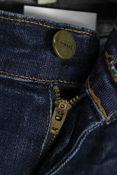 Frame Women Skinny Jeans Blue Mid Rise Cotton Blend Button Size 24