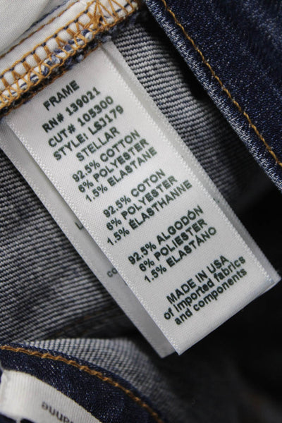 Frame Women Skinny Jeans Blue Mid Rise Cotton Blend Button Size 24
