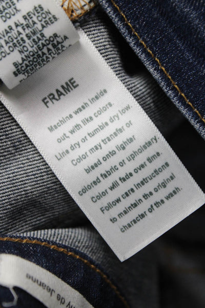 Frame Women Skinny Jeans Blue Mid Rise Cotton Blend Button Size 24