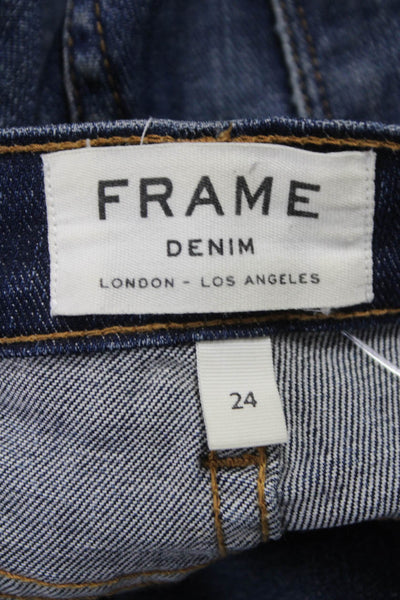 Frame Women Skinny Jeans Blue Mid Rise Cotton Blend Button Size 24