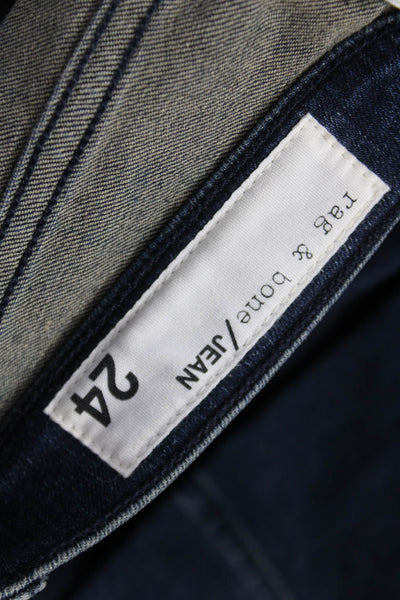 Rag & Bone Jean Women Skinny Jeans Blue Mid-Rise Button Size 24