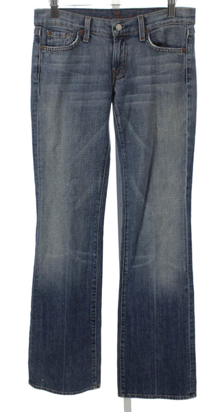 7 For All Mankind Women Bootcut Jeans Blue Mid-Rise Cotton Blend Size 27