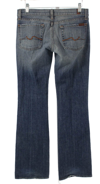 7 For All Mankind Women Bootcut Jeans Blue Mid-Rise Cotton Blend Size 27