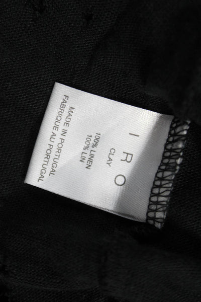IRO Womens Basic Linen Black Short Sleeve T Shirt Round Neck Size 34