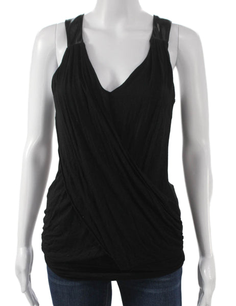 Matty M Womens Black Rayon V Neck Sleeveless Basic Tank Size M