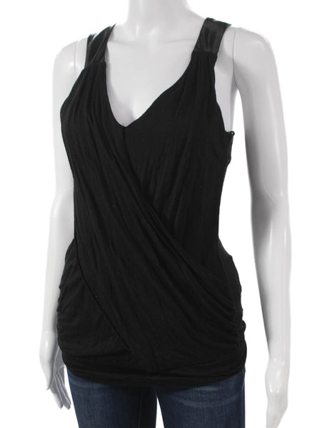 Matty M Womens Black Rayon V Neck Sleeveless Basic Tank Size M