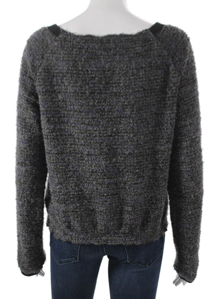 Free People Womens Cardigan Gray Polyester Long Sleeve Round Neck Size M