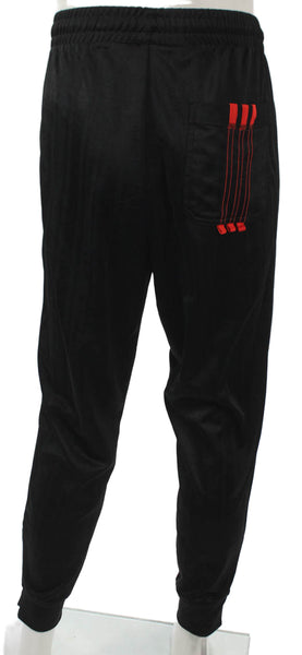 Adidas Unisex Adults Track Pants Black Striped Drawstring Polyester Size L