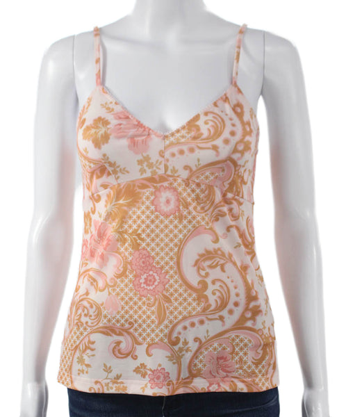 Zimmermann Womens Pink Floral V-Neck Camisole Polyester Sleeveless Size 0