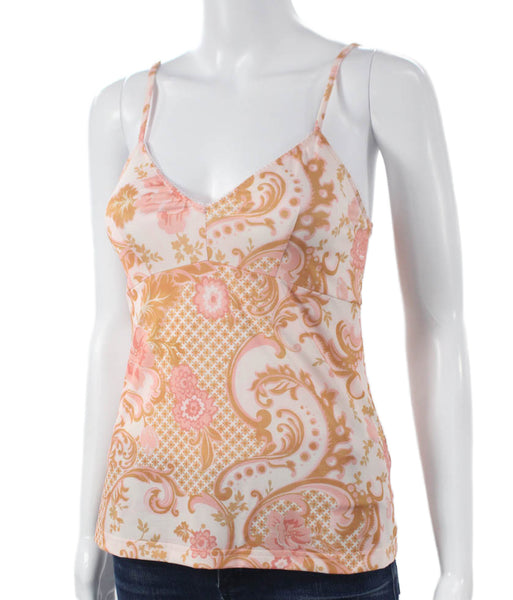 Zimmermann Womens Pink Floral V-Neck Camisole Polyester Sleeveless Size 0