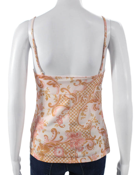 Zimmermann Womens Pink Floral V-Neck Camisole Polyester Sleeveless Size 0