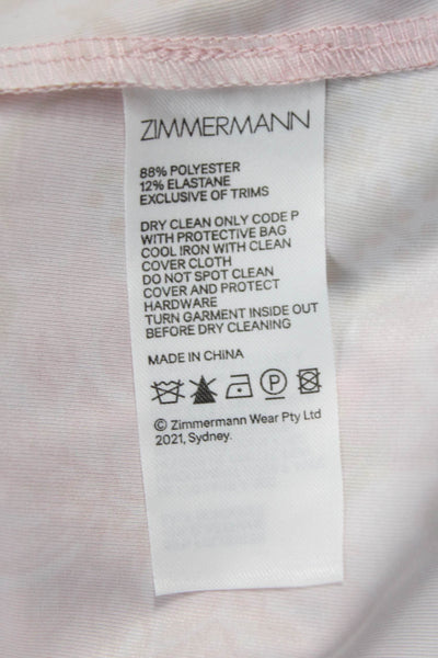 Zimmermann Womens Pink Floral V-Neck Camisole Polyester Sleeveless Size 0