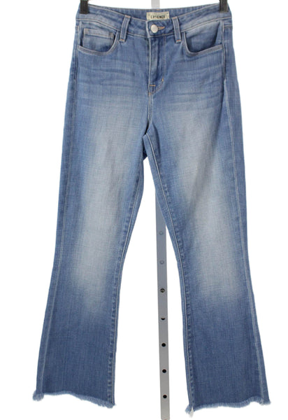 L'Agence Women Cropped Jeans Blue Button Cotton Blend Size 23