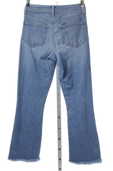 L'Agence Women Cropped Jeans Blue Button Cotton Blend Size 23