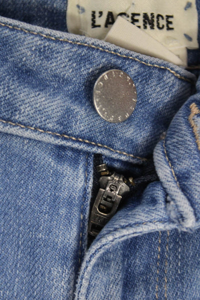 L'Agence Women Cropped Jeans Blue Button Cotton Blend Size 23