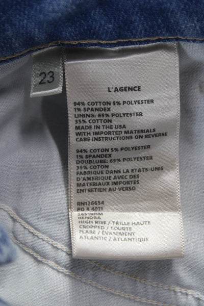 L'Agence Women Cropped Jeans Blue Button Cotton Blend Size 23