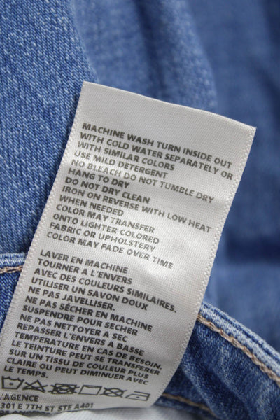 L'Agence Women Cropped Jeans Blue Button Cotton Blend Size 23