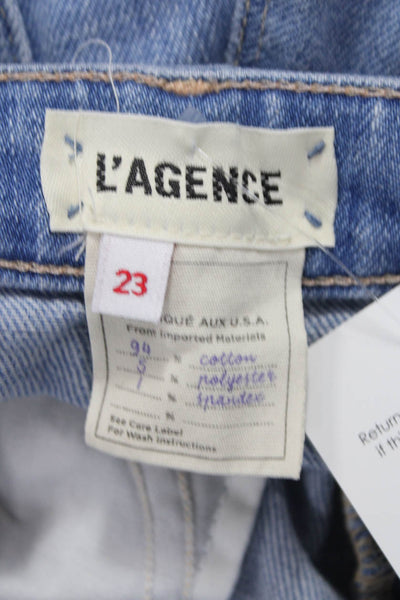 L'Agence Women Cropped Jeans Blue Button Cotton Blend Size 23