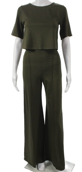 Ripley Rader Womens Green Viscose Crew Neck Short Sleeve Set Size 2