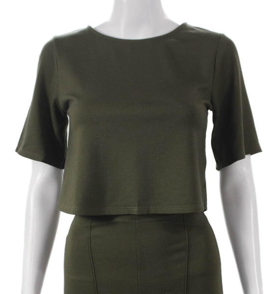Ripley Rader Womens Green Viscose Crew Neck Short Sleeve Set Size 2