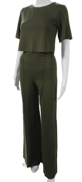 Ripley Rader Womens Green Viscose Crew Neck Short Sleeve Set Size 2