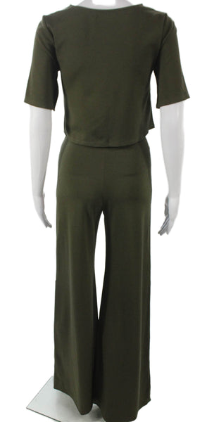 Ripley Rader Womens Green Viscose Crew Neck Short Sleeve Set Size 2