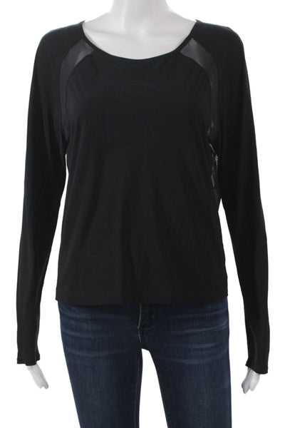 Lululemon Women Long Sleeve Scoop Neck Pullover Black Polyester Blend Size S