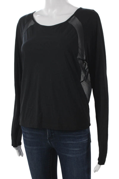 Lululemon Women Long Sleeve Scoop Neck Pullover Black Polyester Blend Size S