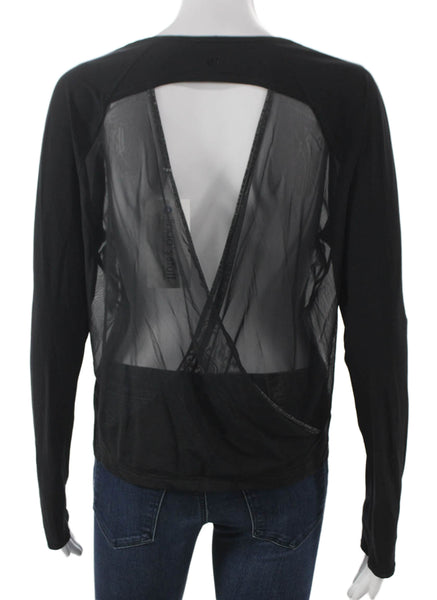 Lululemon Women Long Sleeve Scoop Neck Pullover Black Polyester Blend Size S
