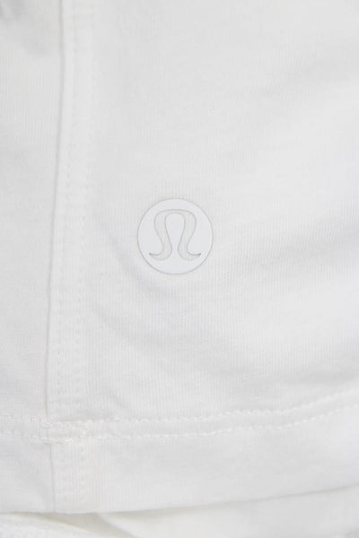 Lululemon Women White Cropped Sleeveless Crew Neck Cotton Blend Tank Size S