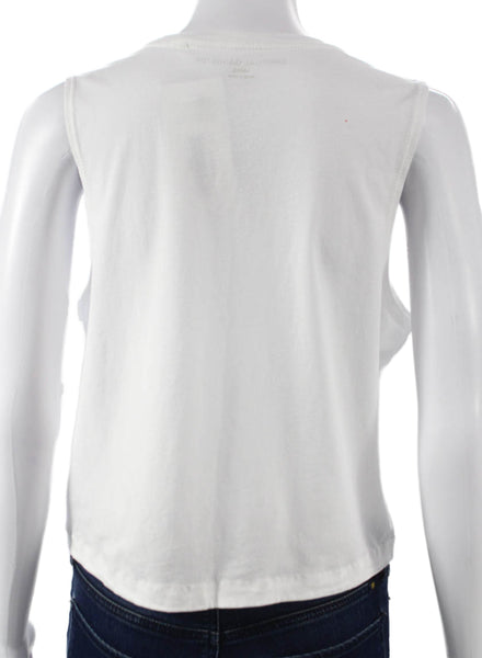 Spiritual Gangster Womens Cropped Tank White Cotton Blend Round Neck Size L