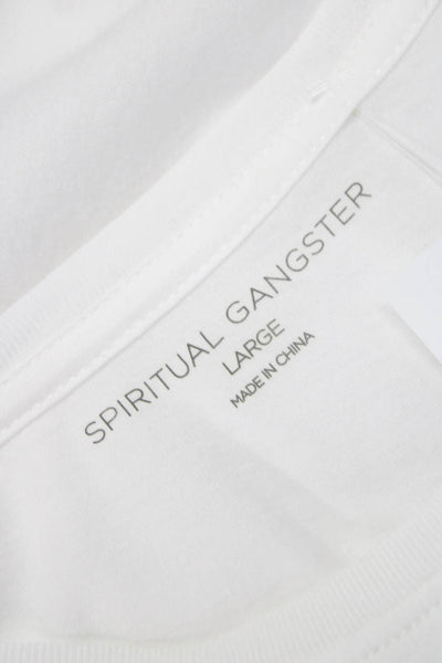 Spiritual Gangster Womens Cropped Tank White Cotton Blend Round Neck Size L