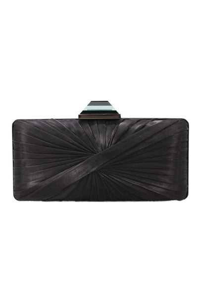 Sondra Roberts Women's Latch Closure Chain Strap Black Clutch Handbag