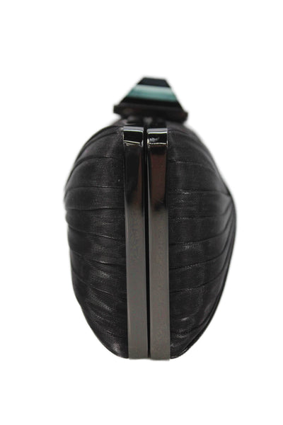 Sondra Roberts Women's Latch Closure Chain Strap Black Clutch Handbag