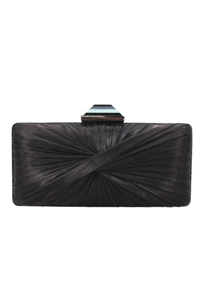 Sondra Roberts Women's Latch Closure Chain Strap Black Clutch Handbag