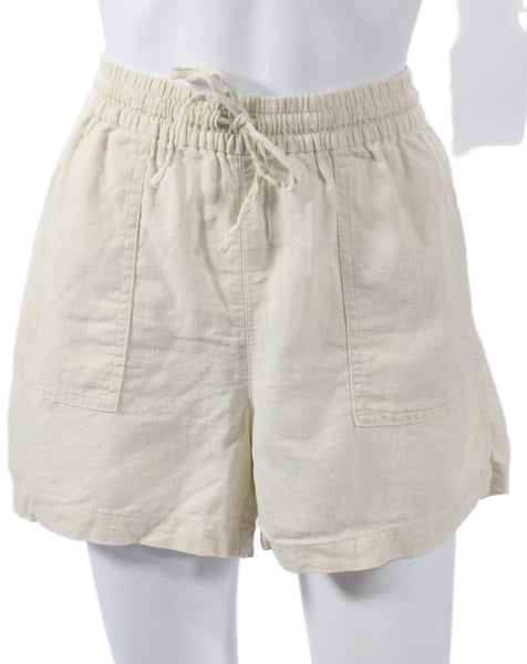J Crew Womens Casual Linen Drawstring Beige Shorts Size S