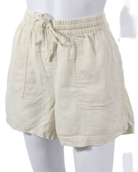 J Crew Womens Casual Linen Drawstring Beige Shorts Size S