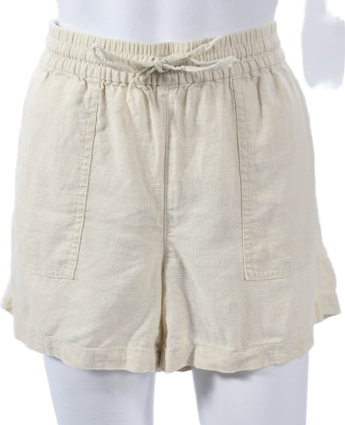 J Crew Womens Casual Linen Drawstring Shorts Beige Size S