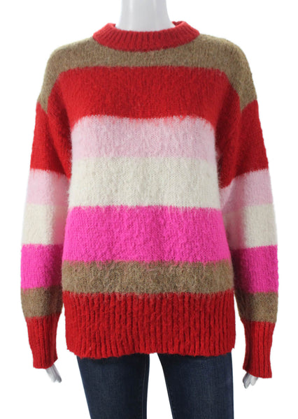 A New Day Womens Red Striped Crewneck Pullover Sweater Long Sleeve Size M