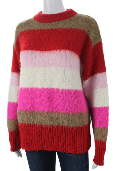 A New Day Womens Red Striped Crewneck Pullover Sweater Long Sleeve Size M