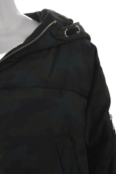 Zara Basic Womens Black Camouflage Puffer Jacket Zip Nylon Blend Size S