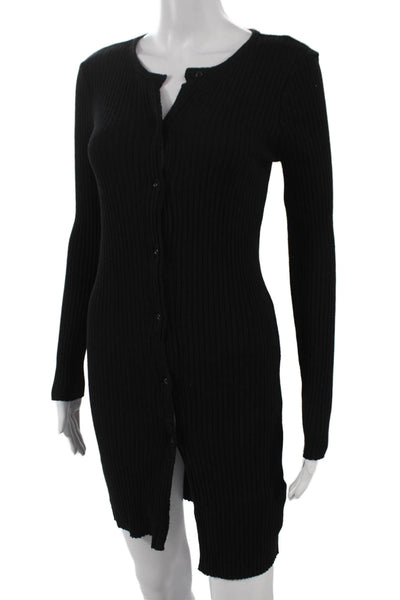 Zara Women Bodycon Dress Black V Neck Long Sleeve Knee Length Viscose Size S