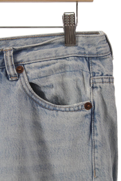 Zara Womens Wide Leg Denim Jeans Blue High Rise Button Inseam 29 Size 6