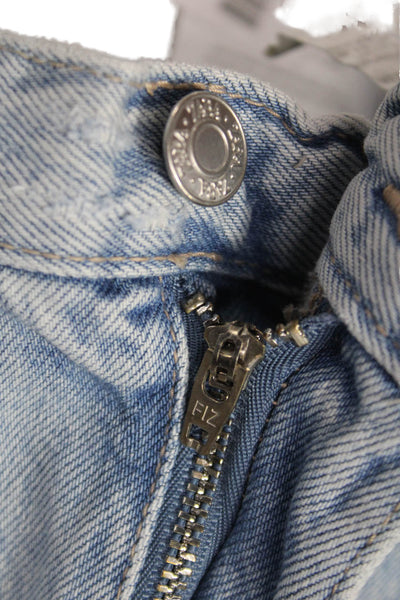 Zara Womens Wide Leg Denim Jeans Blue High Rise Button Inseam 29 Size 6
